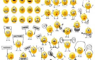 biggest collection of vector Smiley. Emotions. Sports. Music. tablets